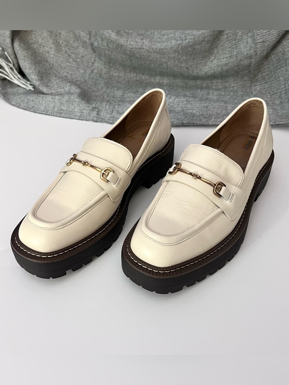 Sam Edelman Laurs Leather Lug Sole Platform Loafer - Modern Ivory 7M